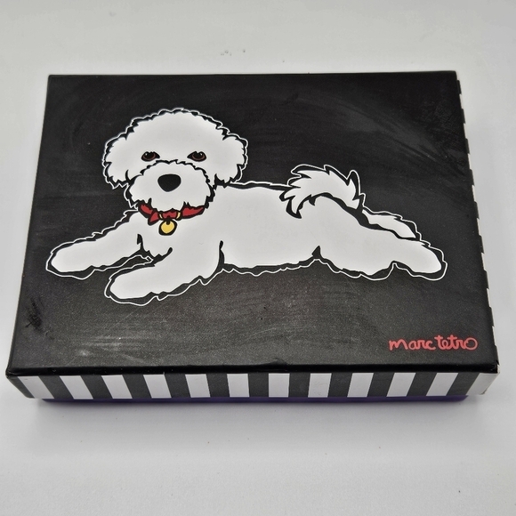 NEW Marc Tetro White Bichon Frise Dog Black Glitter Wristlet Wallet with Box - Picture 7 of 7